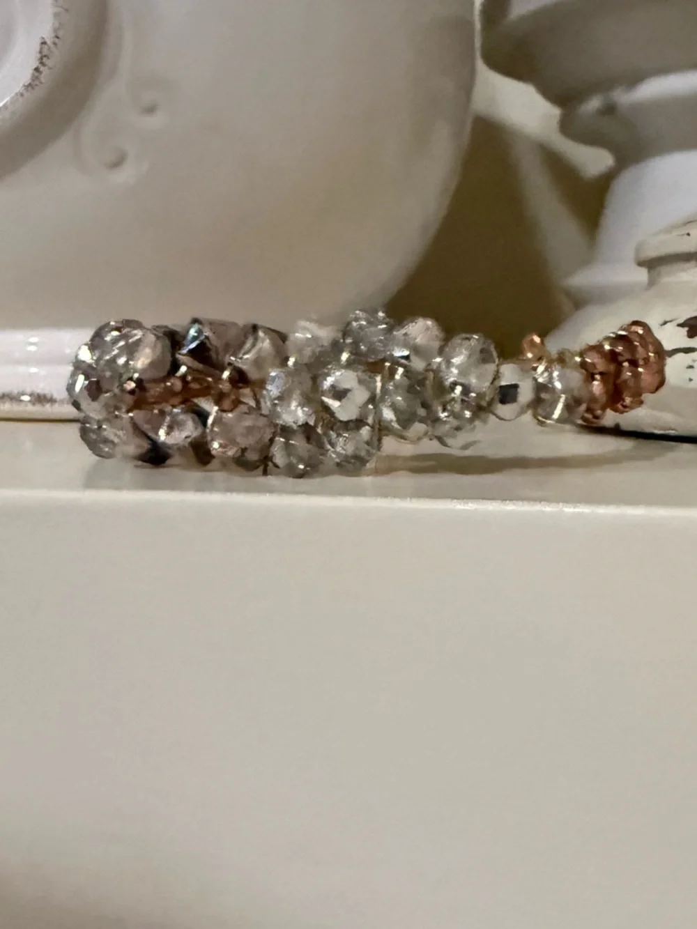 Gold and Copper Colored Wired Crystal Beaded Bracelet